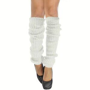 White Leg Warmers Ribbed Knit NEW